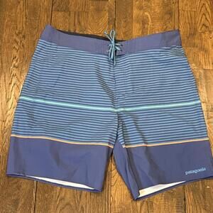 Patagonia Men’s Hydropeak Board Shorts – Size 34 – 8” Inseam – Striped – EUC